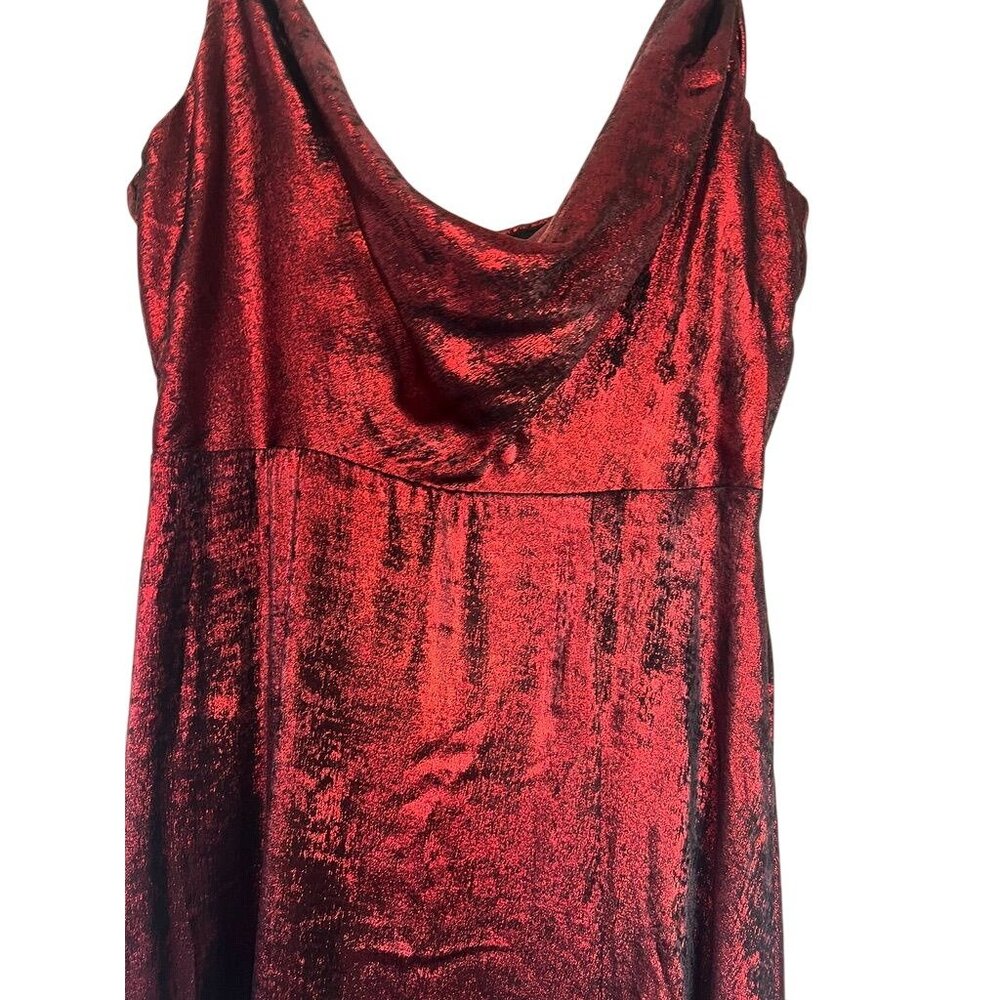 Lulus Shining Just For You Red Metallic Cowl Neck Maxi Dress Size Small - Picture 5 of 11